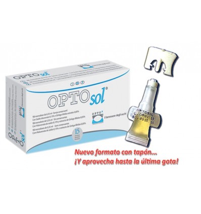 OPTOx OPTO-SOL es un suplemento integrador y regenerador de la película lagrimal, que contiene ácido hialurónico y extracto de G